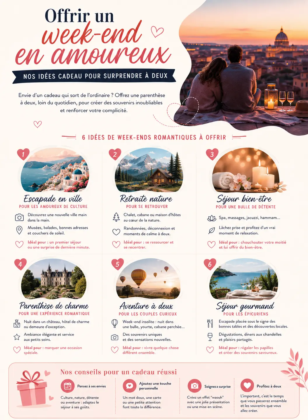 Offrir un week-end en amoureux - infographie